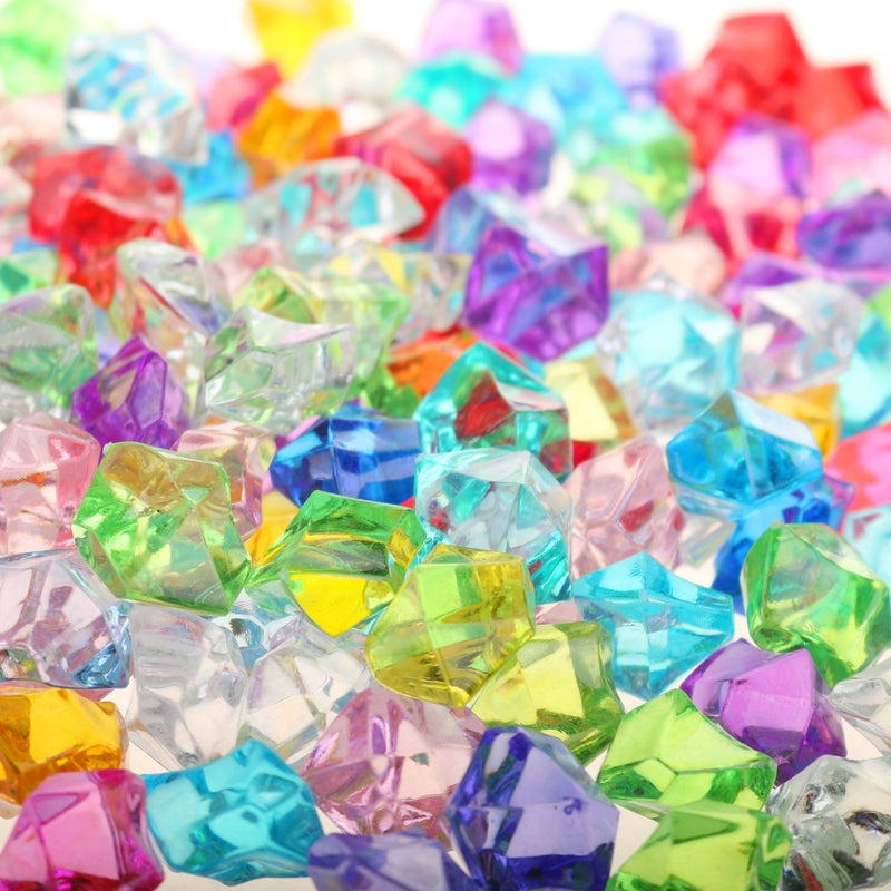PMLAND Clear Fake Ice Rocks â€“ 180 Pcs Large Multicolor Assorted Acrylic Gems Crushed Plastic Diamonds Vase Filler for Centerpieces, Theme Decor, Holidays, Parties, Aquarium & Table Scatter - Image 4